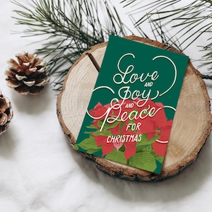 Cartolina di Natale extra spessa, stella di Natale rossa, cartolina di Natale con scritte disegnate a mano