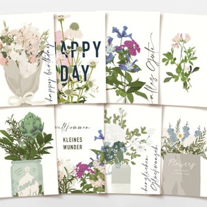 Postkarten Set individuell, 5 Postkarten, Geburtstag Karte, Hochzeit Karte, Danke Karte, individueller Mix, FSC Papier Bild 1