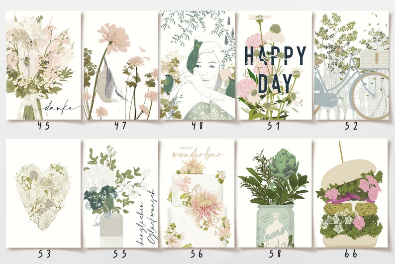 Postcard set individual, 5 postcards, birthday card, wedding card, thank you card, individual mix, FSC paper image 3