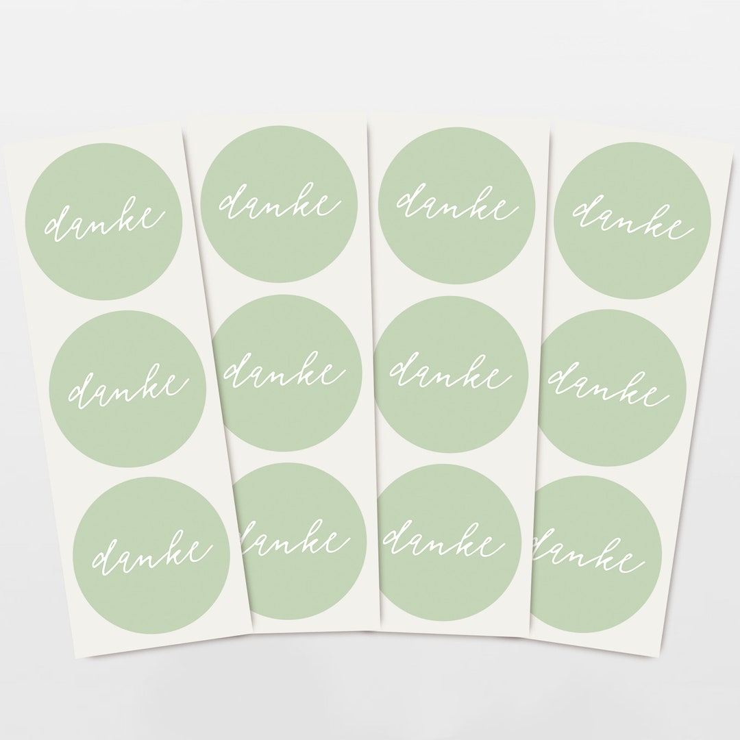 Sticker Thank You Pastel Green, Set of 12 Gift Stickers, Stickers With