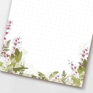 Notizblock-Set Blumen botanische Zeichnung, Dot Grid to-do Block 3x50 Blatt, weiß blaue Illustration, PEFC Papier Bild 3