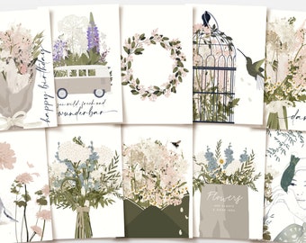 POSTCARD SET INDIVIDUAL with 5 cards / greeting cards Greeting cards wedding birthday gifts, fsc certified & environmentally friendly