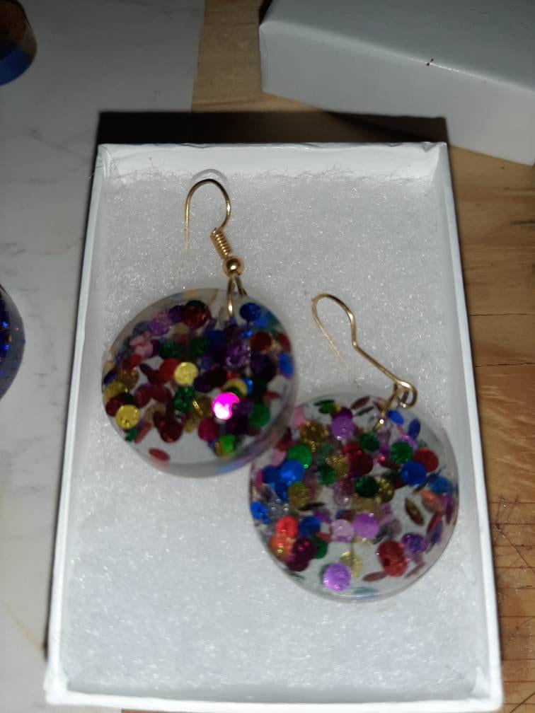 Multicolored resin earrings Etsy