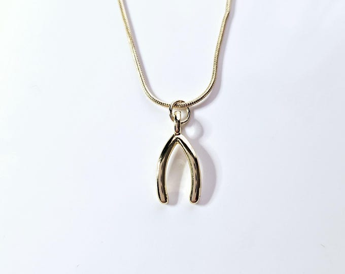 18kt gold filled make a wish pendant necklace on 18kt gold filled snake chain.