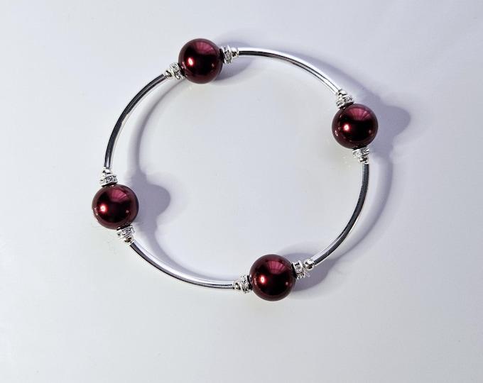 Truly Blessed, count those blessings bracelet with Austrian crystal bardeaux pearls and sterling silver crystal beads.