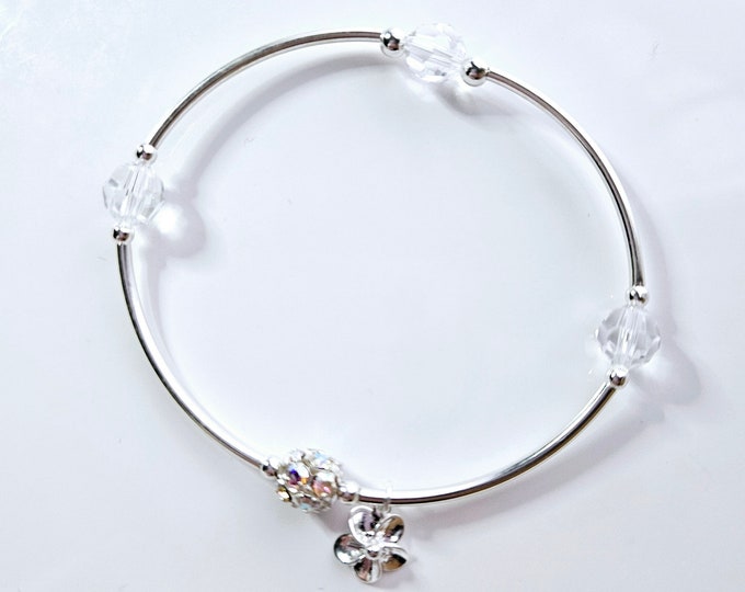 Truly Blessed, count those blessings bracelet with crystal birthstone and silver charm for August birthday