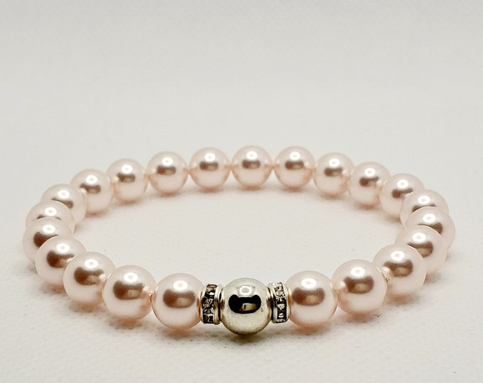 Austrian crystal pearl and silver bead bracelet