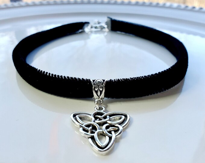 Black velvet choker with Celtic knot charm