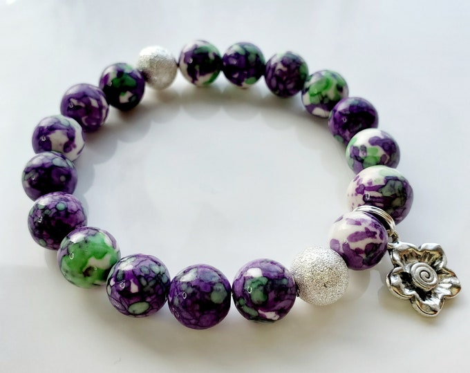 Forget me not glass bead charm bracelet