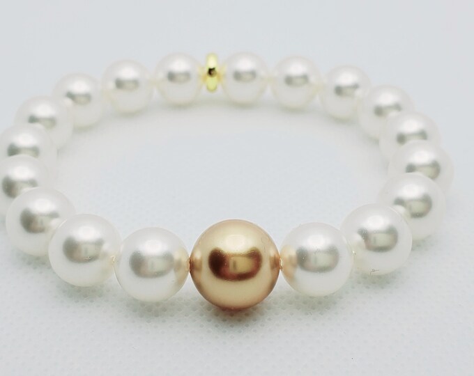 Austrian crystal round pearl bracelet with pearl accent bead