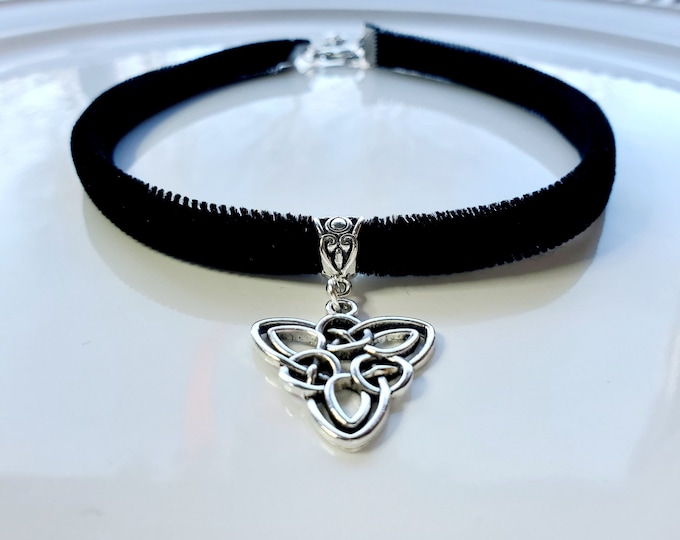 Black velvet choker with Celtic knot charm