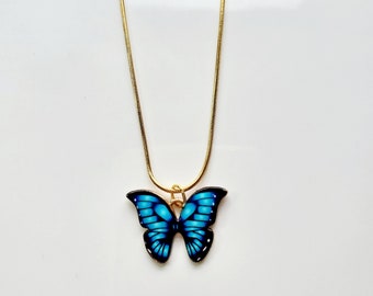 Blue Butterfly Necklace - Etsy Australia