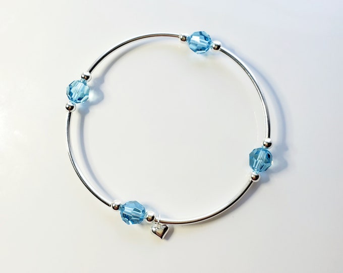 Aquamarine crystal Birthstone truly blessed bracelet for March birthday