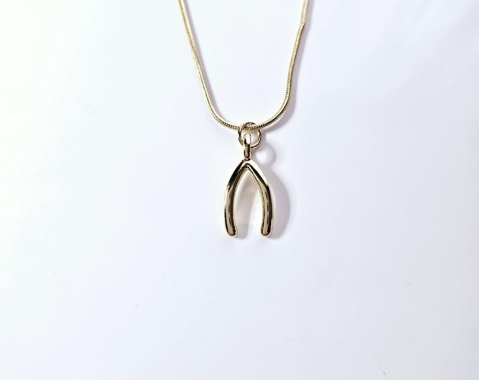 18kt gold filled make a wish pendant necklace on 18kt gold filled snake chain.