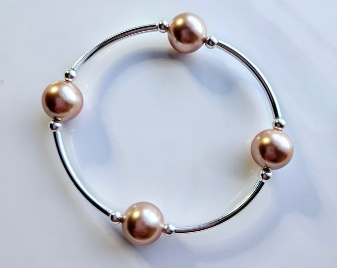 Truly Blessed, count those blessings bracelet with Austrian crystal rose gold pearls