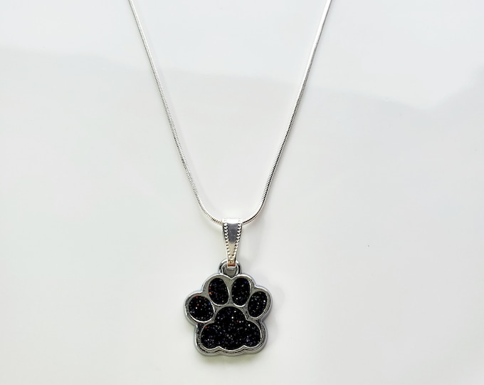 Dog paw necklace on silver chain