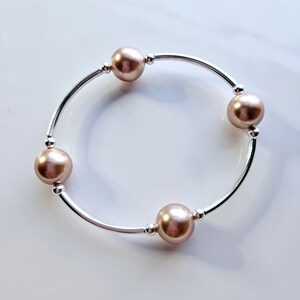Truly Blessed, count those blessings bracelet with Austrian crystal rose gold pearls.