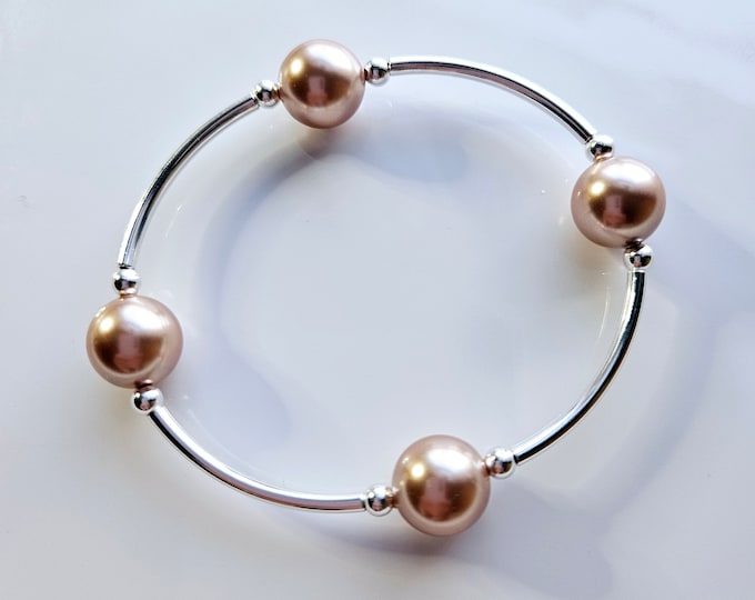 Truly Blessed, count those blessings bracelet with Austrian crystal rose gold pearls.