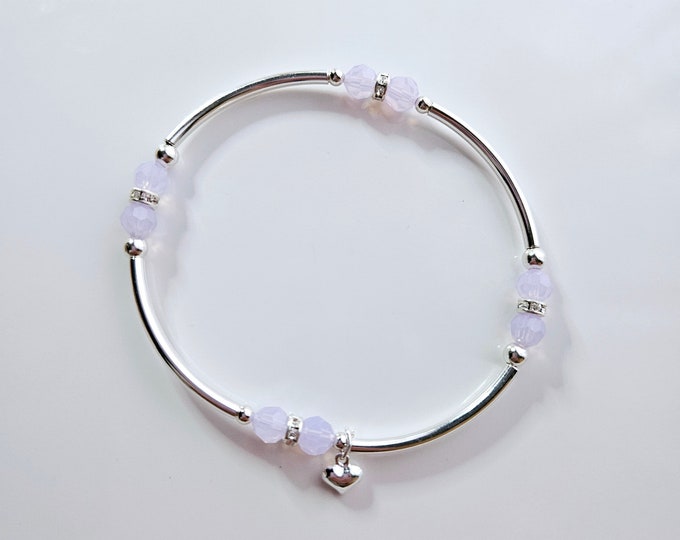 Truly Blessed count your blessings bracelet with Austrian crystal rose water pink beads and silver heart charm