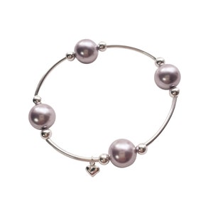 Truly Blessed, count your blessings bracelet with silver lavender Preciosa pearls, sterling silver beads and charm.