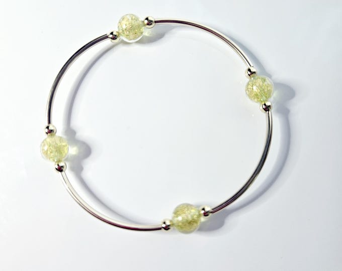 Truly blessed count blessings bracelet with soft yellow and 14kt gold foil murano glass beads..
