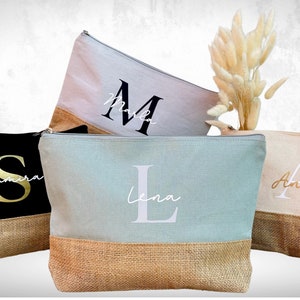 Personalized Cosmetic Bag Make-up bag with name jute image 1