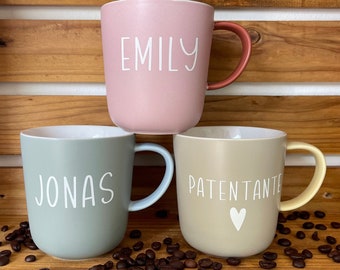 personalisierte Tasse | Kaffeetasse mit Namen | Keramik | Geschenk | Geburtstag | Emaille l Hochzeit | Steingut Becher l Wunschtext