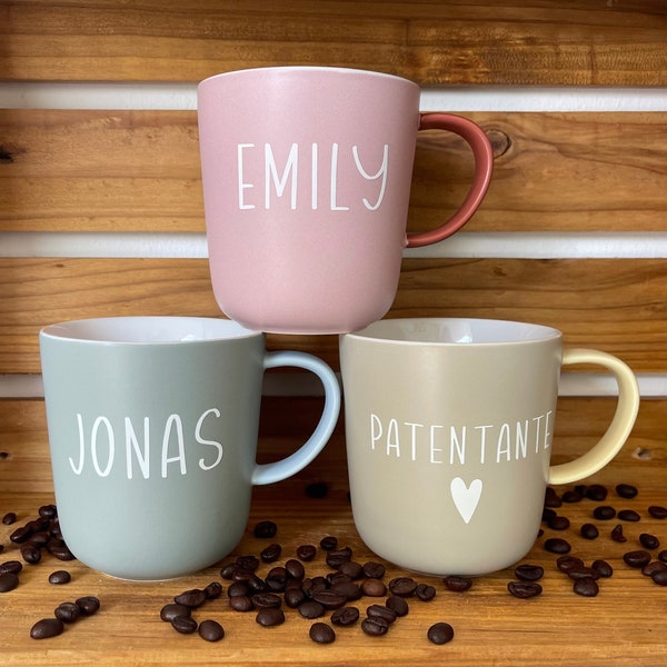 personalisierte Tasse | Kaffeetasse mit Namen | Keramik | Geschenk | Geburtstag | Emaille l Hochzeit | Steingut Becher l Wunschtext