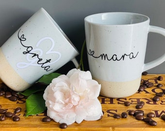 personalisierte Tasse | Kaffeetasse mit Namen | Keramik | Geschenk | Geburtstag | Getöpfert l Skandinavisch | Steingut Becher l Wunschtext