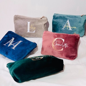 Personalized Cosmetic Bag Make-up bag with name velvet image 2
