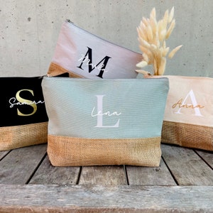 Gepersonaliseerde cosmetische tas Make-up tasje met naam jute afbeelding 8