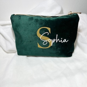 Personalized Cosmetic Bag Make-up bag with name Women's toiletry bag, velvet image 6