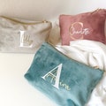 Personalized cosmetic bag | Make-up bag with name | Toiletry bag women, velvet product logo