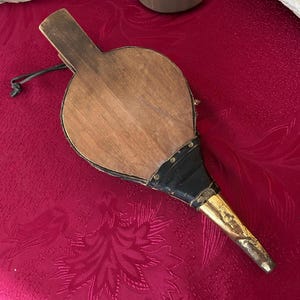 Vintage Wood & Leather Fireplace Bellow - 14&quot; Hearth Blower