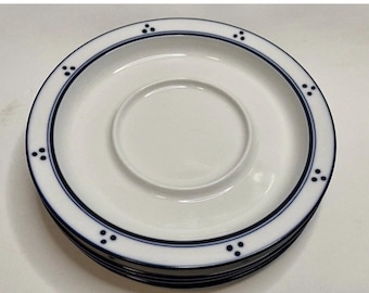 4 Dansk Bistro “BLUE DOTS Fredricksborg”   White 7 1/4 in. Saucers Japan