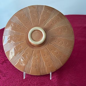 Vintage Watt Pottery Moon and Stars Yellow Ware Casserole Replacement Lid 1940s