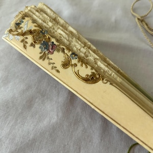 Antique Hand Painted Cherub Fan | Lace Trim Celluloid Edwardian Vanity Decor image 8