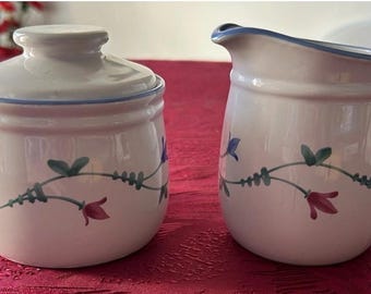 Savoir Vivre Portofino By Mikasa Blue Creamer & Sugar Bowl with Lid