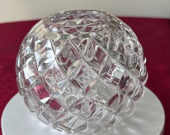Antike EAPG Diamant-Punkt-Quilt-Muster-Rosen-Schüssel klares Pressglas-Vase viktorianische Glasblumen-Frosch-Schüssel