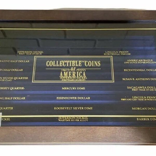 Danbury Mint Collectible Coins of America Wood & Glass Display Viewing Case