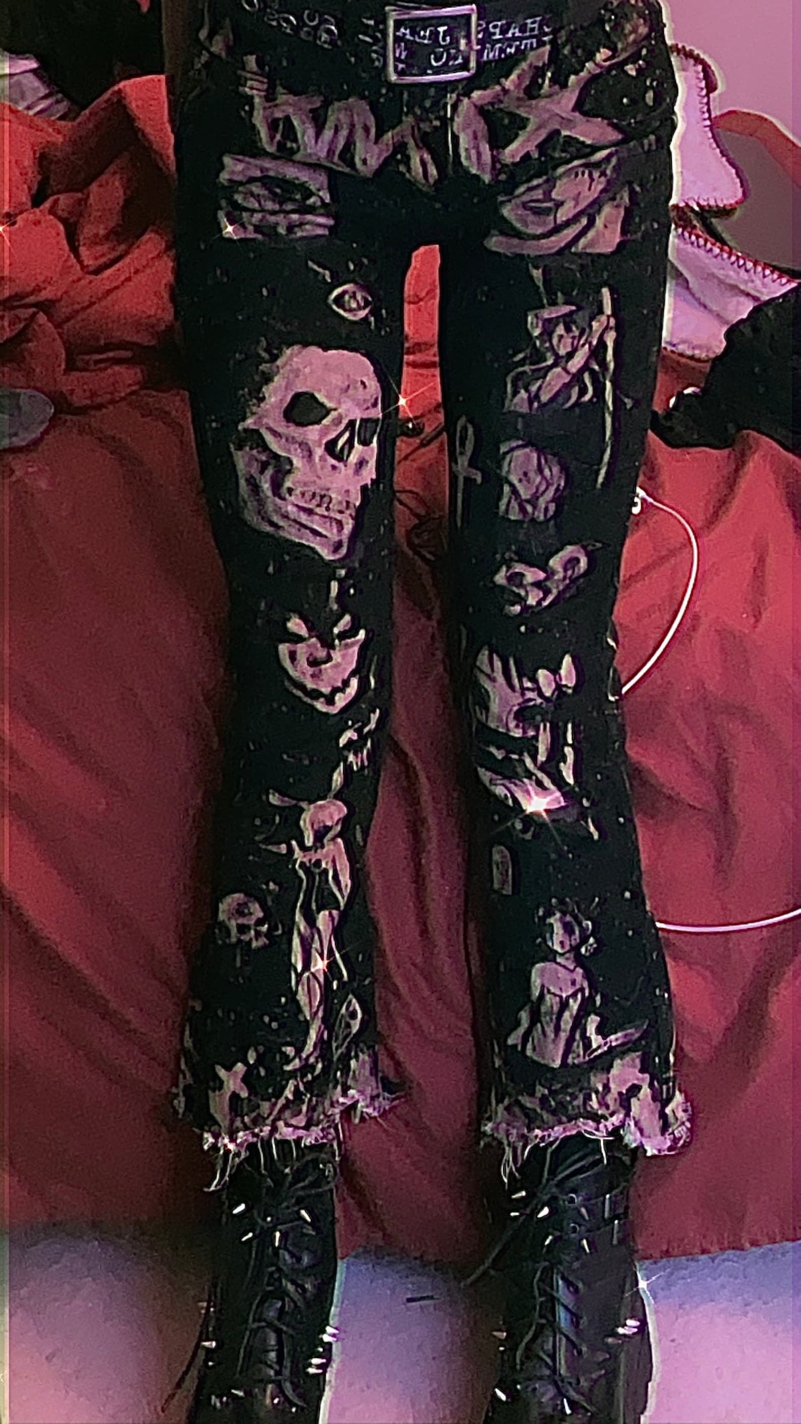 Custom emo punk rock metal dark ripped distressed jeans Etsy