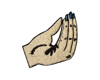 Italian Hand Sign Iron-on Patch (Blue nail default) Customizable See Description
