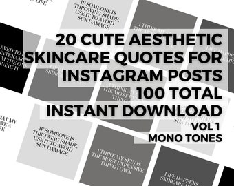 20 Aesthetic Skincare Quotes Instagram Posts, Skincare Brand Instagram Posts, Esthetician Quotes, Skincare Sayings, Beauty Quotes Mono Tones
