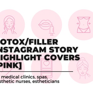 30 Instagram Story Highlight Covers für Medical Spa, Kosmetikerin, Hautpflege ästhetische Krankenschwester, Botox und Fillers Clinic, IG Story Covers, Pink