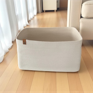 Cotton Rope Baskets, Handmade Cotton Rope Organizer Basket, Cotton Rope Storage Bowls, Organic Cotton Cord Basket, Bathroom Storage Basket