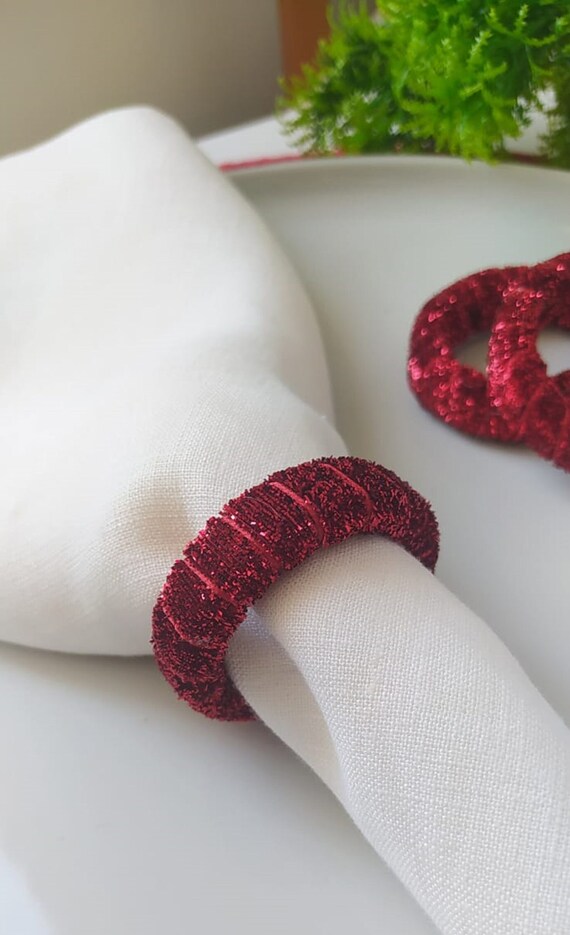 Red Napkin Rings Red Glitter Christmas Napkin Ring Glitter