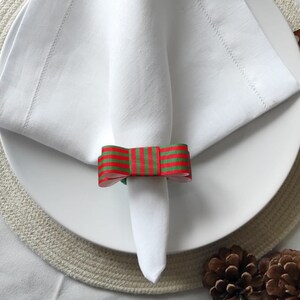 Christmas Napkin Ring, Red Green Striped Napkin Ring, Xmas napkin Ring, Christmas Table Decor, Christmas Gift, Wedding Table Decor image 3