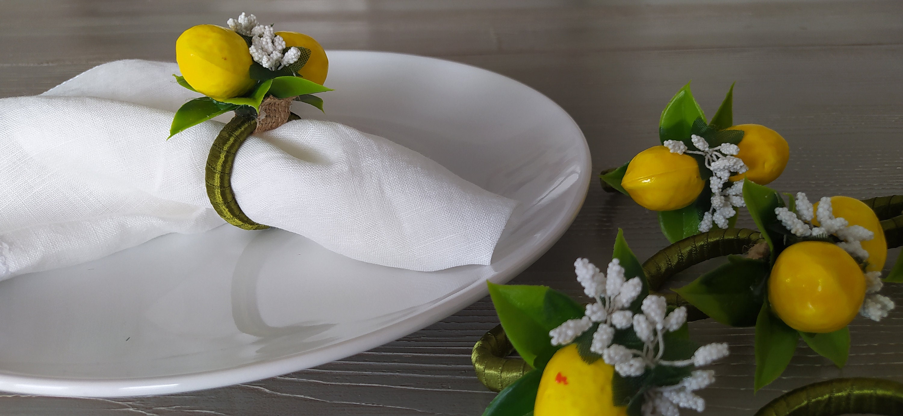 Lemon Citrus Floral Napkin Ring Floral Napkin Holder Yellow Etsy