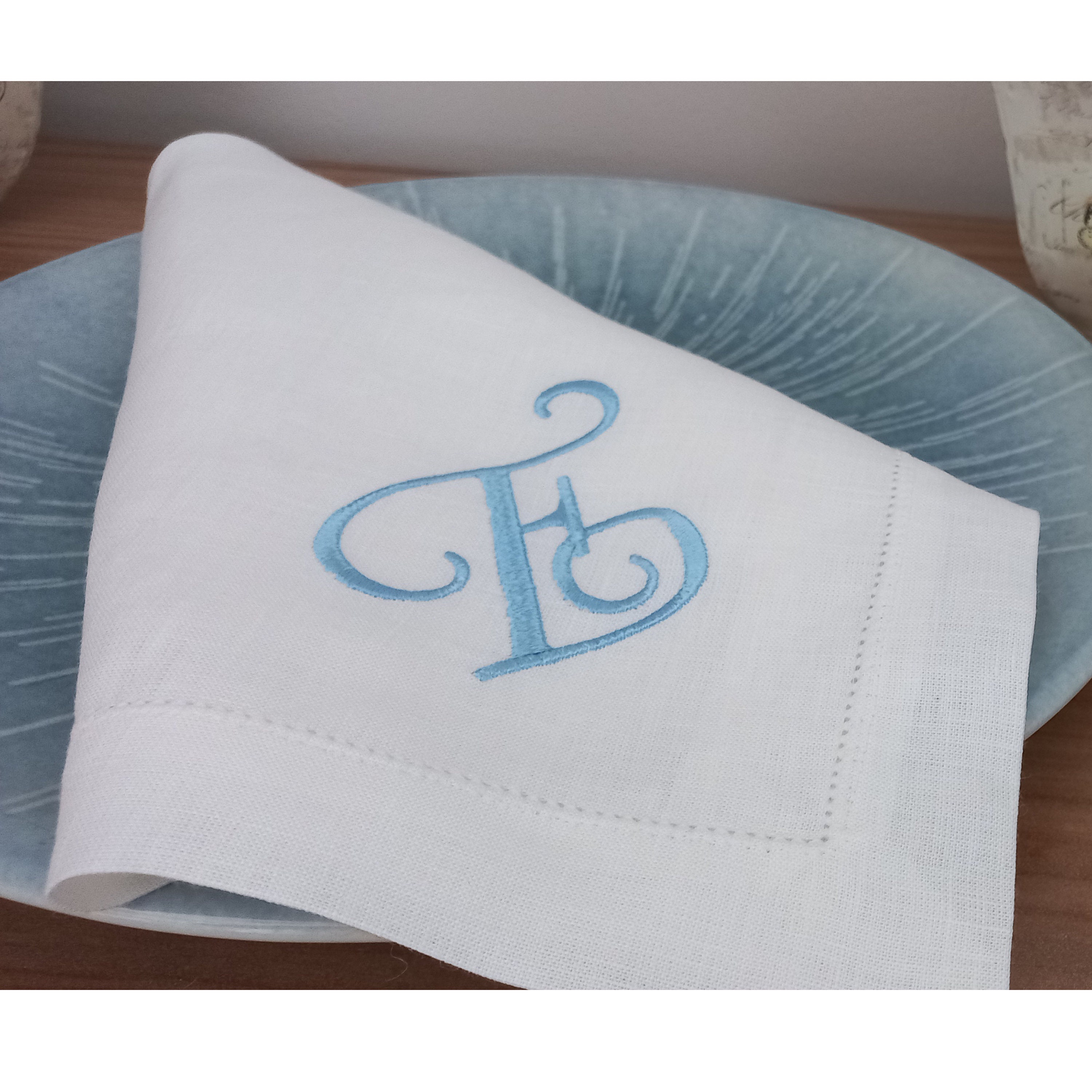 Monogrammed Linen Napkins Embroidered Linen Napkin Wedding Etsy