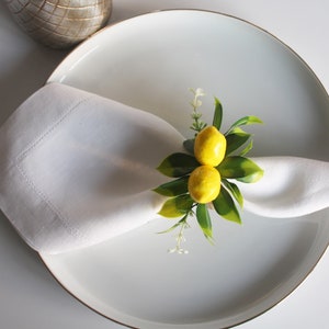 Lemon Floral Napkin Ring, Summer Trend Napkin Ring, Floral Napkin Holder, Yellow Napkin Ring, Wedding Table Decor, Plastic Artificial Lemon image 6